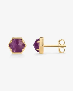 PAVOI Studs-Hexagon Gemstone Stud Earrings