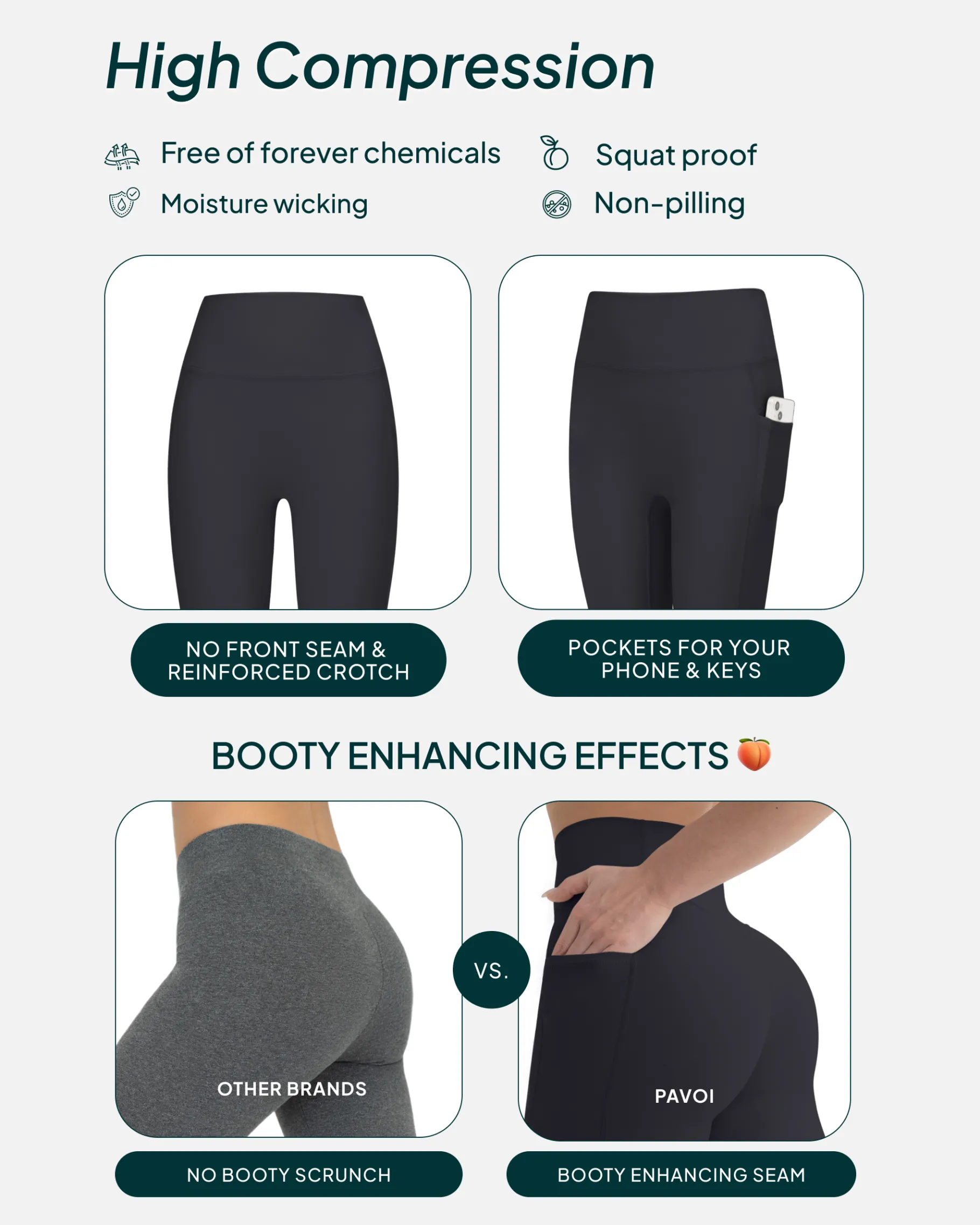 PAVOI With Pockets|Tall Length-High-Waisted Butt Lifting Tall-Length Leggings with Pockets