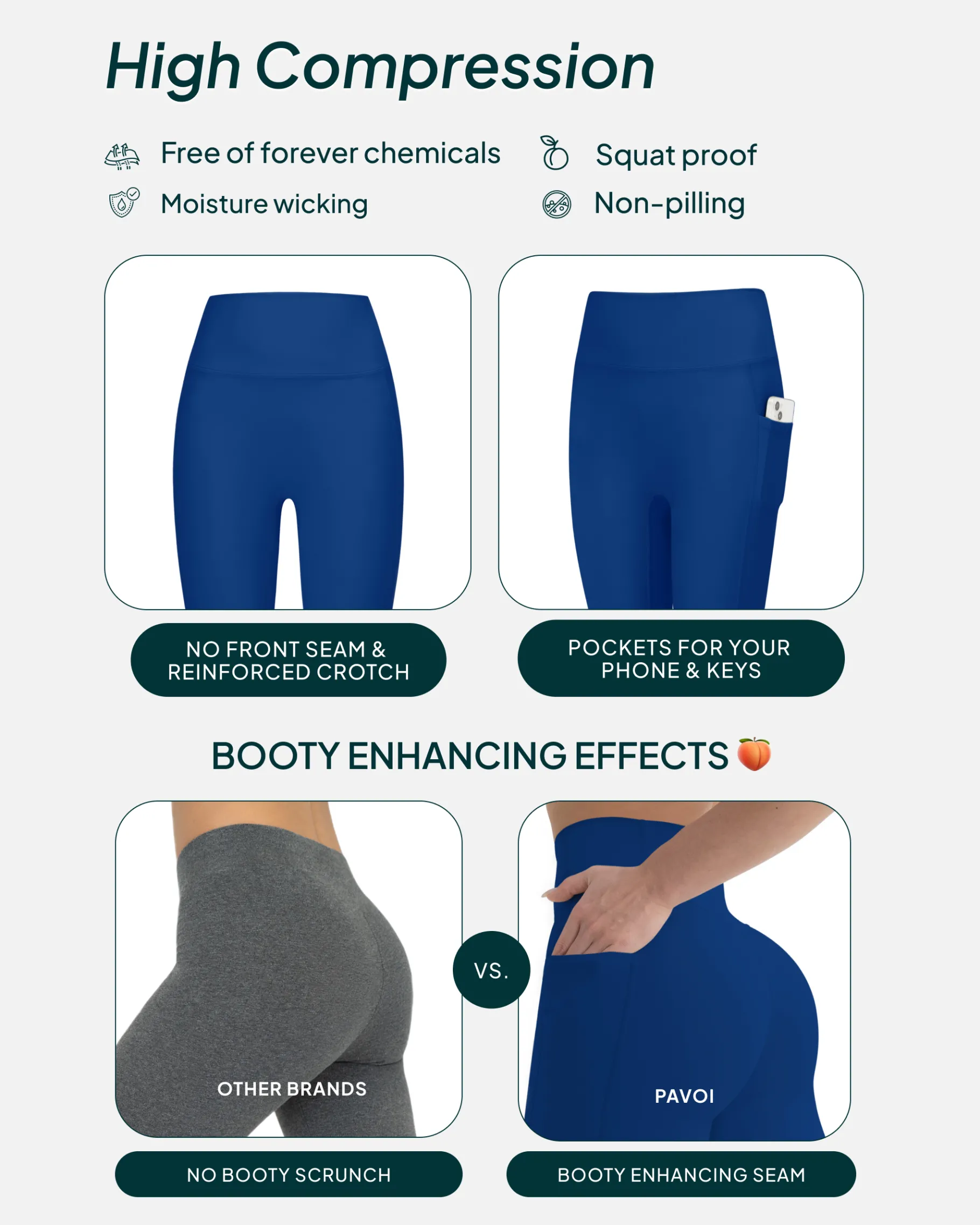 PAVOI With Pockets|Tall Length-High-Waisted Butt Lifting Tall-Length Leggings with Pockets