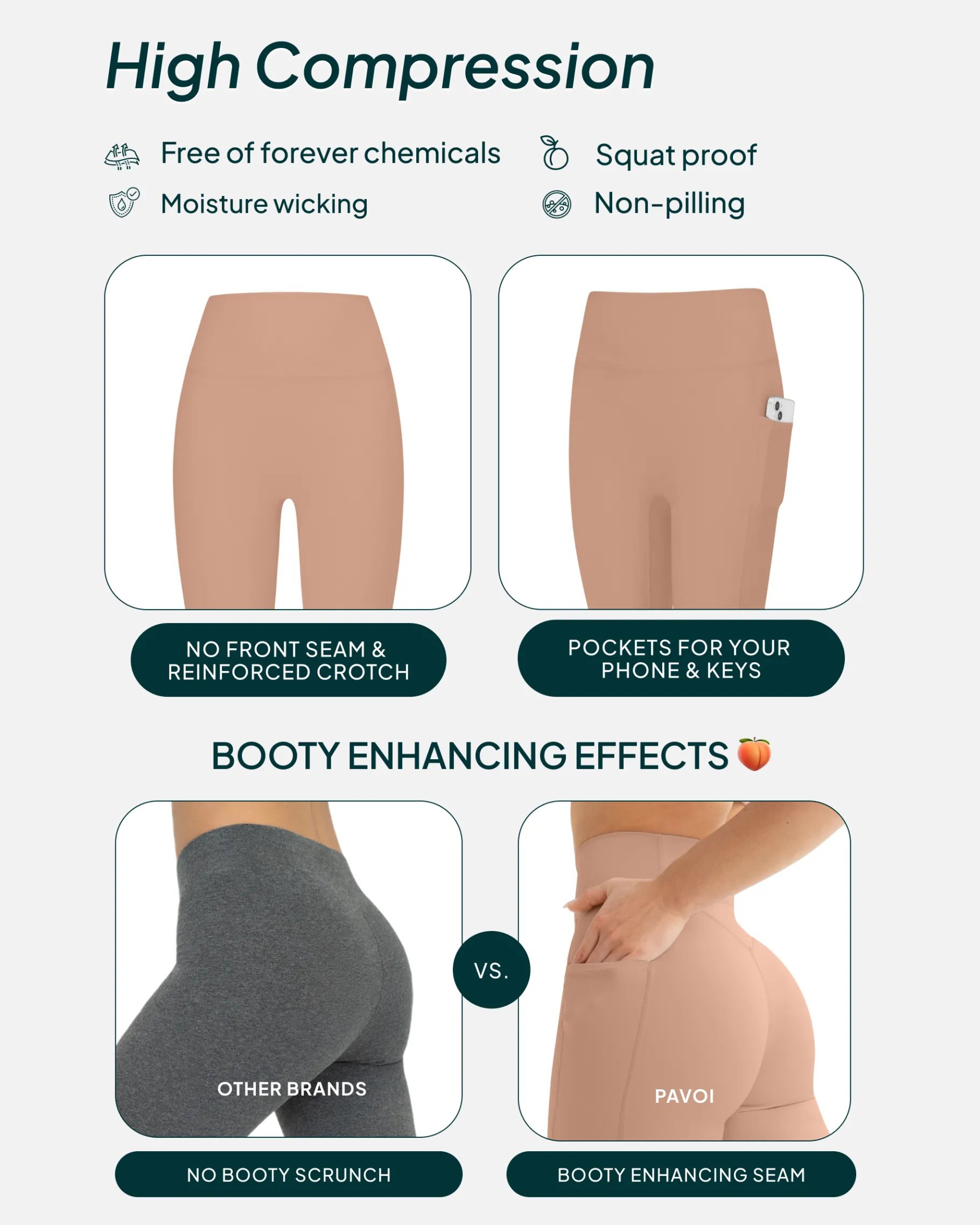PAVOI With Pockets|Tall Length-High-Waisted Butt Lifting Tall-Length Leggings with Pockets