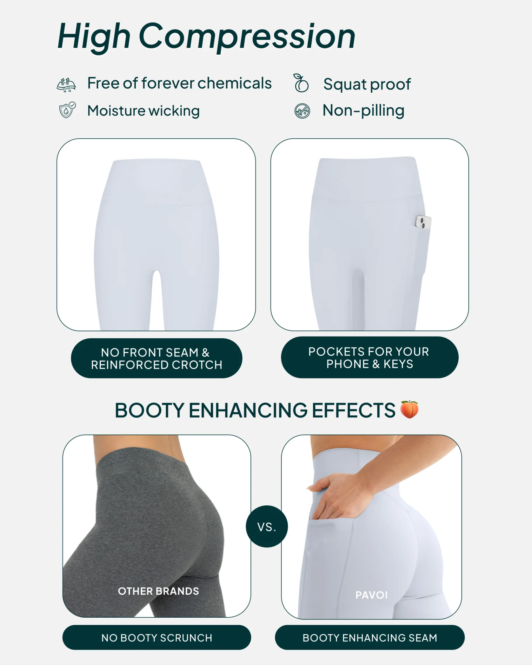 PAVOI With Pockets|Tall Length-High-Waisted Butt Lifting Tall-Length Leggings with Pockets