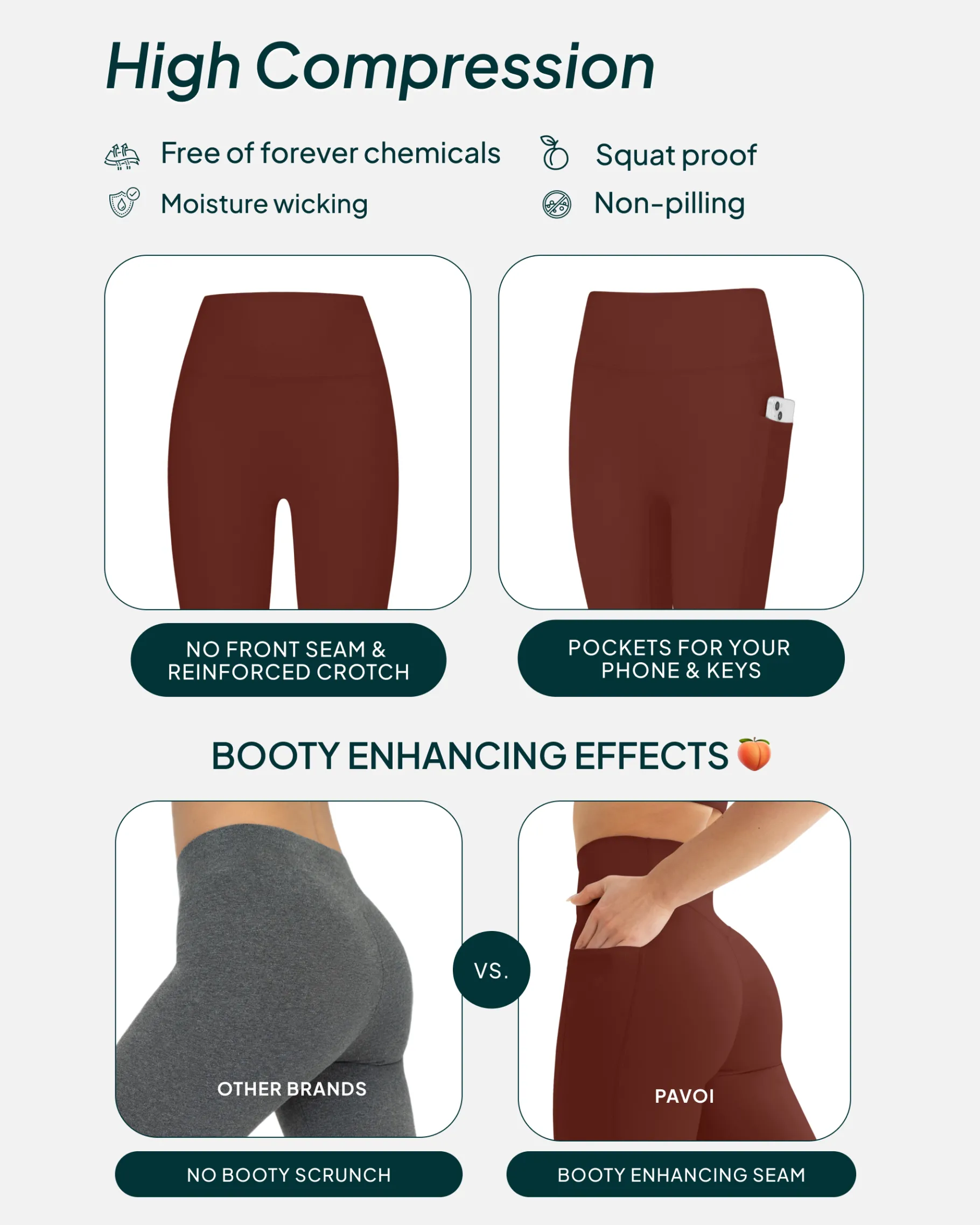 PAVOI With Pockets|Tall Length-High-Waisted Butt Lifting Tall-Length Leggings with Pockets