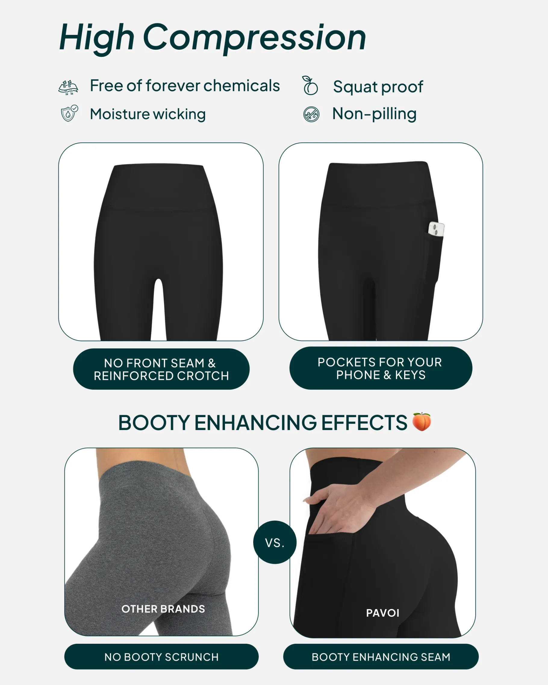 PAVOI With Pockets|Tall Length-High-Waisted Butt Lifting Tall-Length Leggings with Pockets