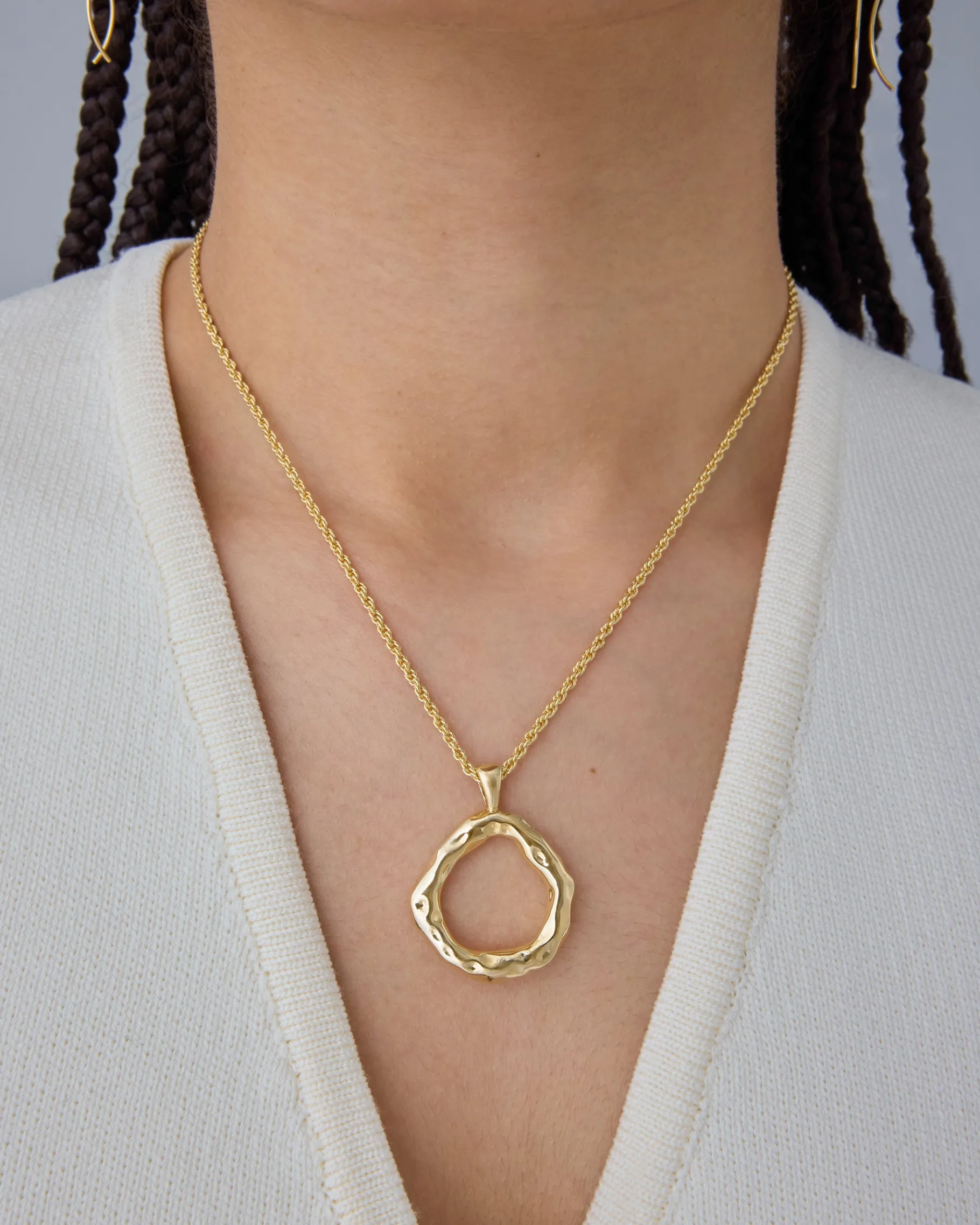 PAVOI Pendants-Irregular Hammered Circle Pendant
