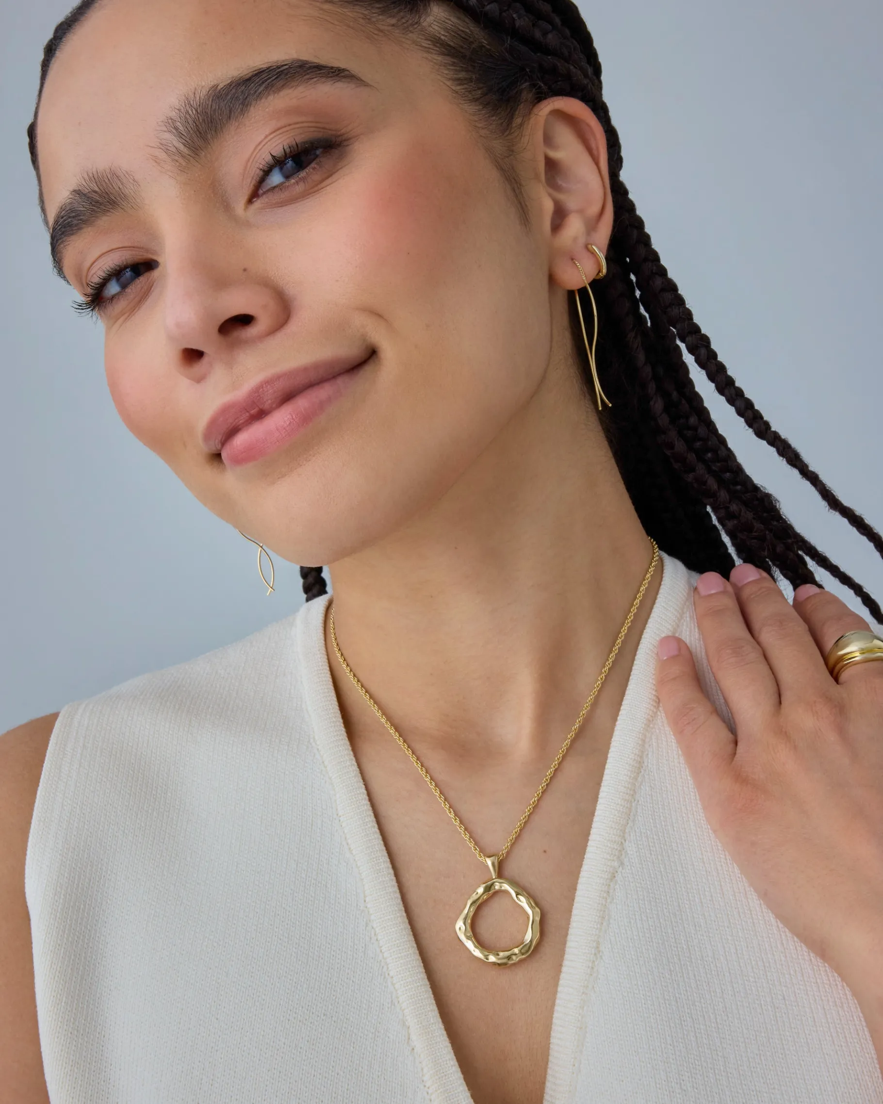 PAVOI Pendants-Irregular Hammered Circle Pendant