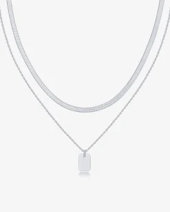 PAVOI Pendants|Layered-Layered Dog Tag Pendant Necklace