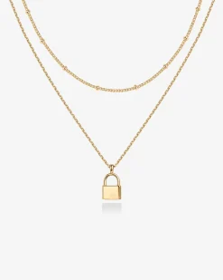 PAVOI Pendants|Layered-Layered Lock Pendant Necklace