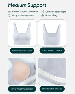 PAVOI Medium Support Bras|Bras-Longline Square Neck Medium-Support Padded Sports Bra