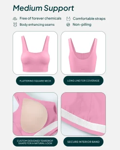 PAVOI Medium Support Bras|Bras-Longline Square Neck Medium-Support Padded Sports Bra
