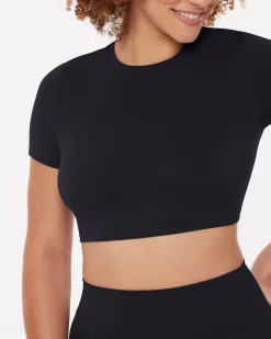 PAVOI Short & Long Sleeve Tops|Low Support Bras-Lounge Athleisure Short Sleeve Crop T-Shirt