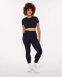 PAVOI Short & Long Sleeve Tops|Low Support Bras-Lounge Athleisure Short Sleeve Crop T-Shirt