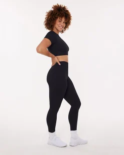 PAVOI Short & Long Sleeve Tops|Low Support Bras-Lounge Athleisure Short Sleeve Crop T-Shirt