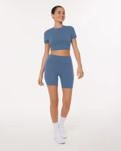 PAVOI Short & Long Sleeve Tops|Low Support Bras-Lounge Athleisure Short Sleeve Crop T-Shirt