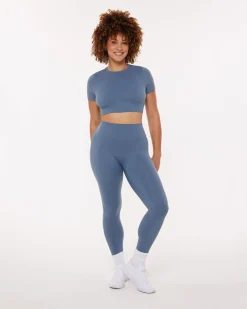PAVOI Short & Long Sleeve Tops|Low Support Bras-Lounge Athleisure Short Sleeve Crop T-Shirt
