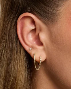 PAVOI Chain Earrings|Huggies-Marquise CZ Double Piercing Chain Huggie Hoop