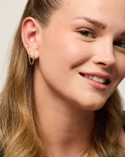 PAVOI Chain Earrings|Huggies-Marquise CZ Double Piercing Chain Huggie Hoop