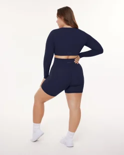 PAVOI Short & Long Sleeve Tops|Medium Support Bras-Medium-Impact Long Sleeve Workout Crop Top