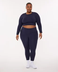 PAVOI Short & Long Sleeve Tops|Medium Support Bras-Medium-Impact Long Sleeve Workout Crop Top