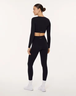 PAVOI Short & Long Sleeve Tops|Medium Support Bras-Medium-Impact Long Sleeve Workout Crop Top