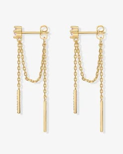 PAVOI Dangle & Threader-Mini CZ Chained Bar Earrings