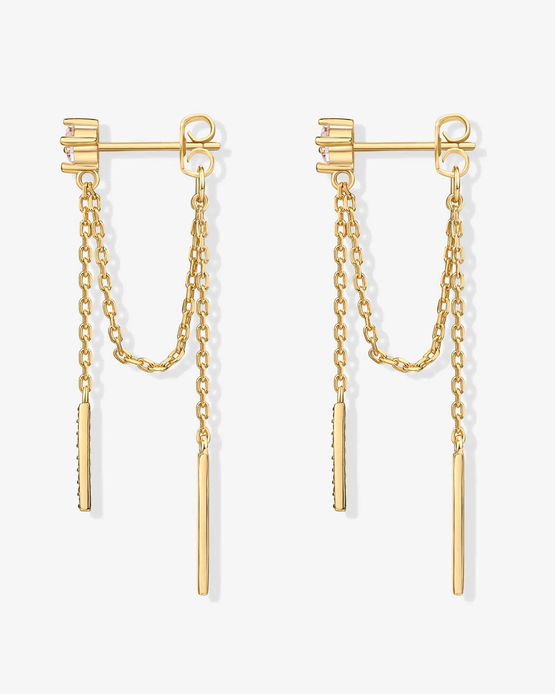 PAVOI Dangle & Threader-Mini CZ Chained Bar Earrings