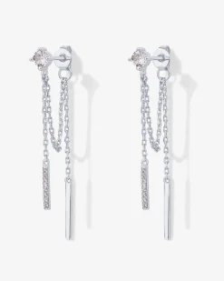 PAVOI Dangle & Threader-Mini CZ Chained Bar Earrings