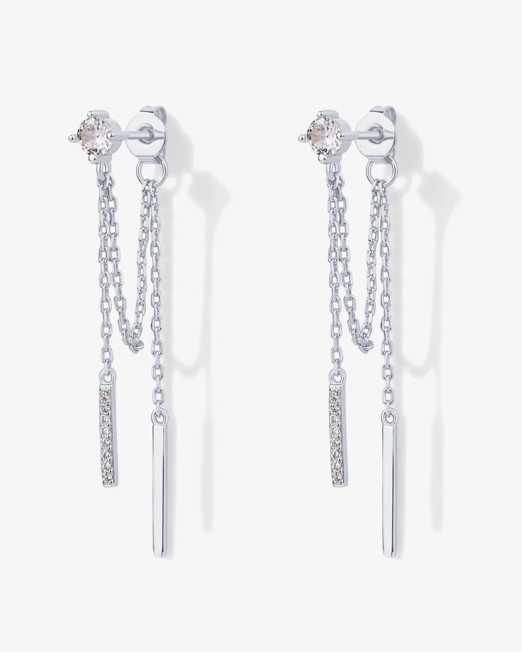 PAVOI Dangle & Threader-Mini CZ Chained Bar Earrings