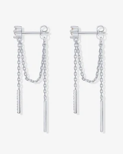 PAVOI Dangle & Threader-Mini CZ Chained Bar Earrings