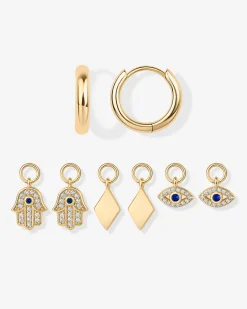 PAVOI Charms|Huggies-Mix and Match Huggie and Hamsa u0026 Evil Eye Charm Set