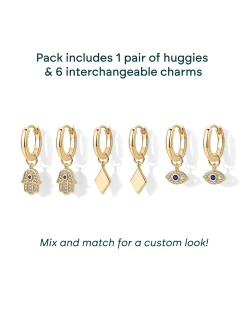PAVOI Charms|Huggies-Mix and Match Huggie and Hamsa u0026 Evil Eye Charm Set