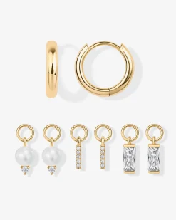 PAVOI Huggies|Charms-Mix and Match Huggie and Pearl Charm Set