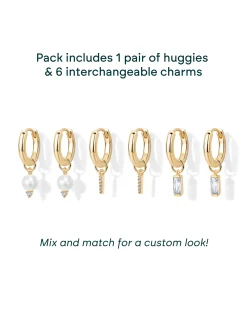 PAVOI Huggies|Charms-Mix and Match Huggie and Pearl Charm Set
