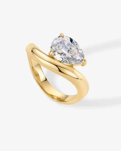 PAVOI Statement|Statement-Pear Cubic Zirconia Curved Ring