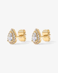 PAVOI Studs-Pear Halo Studs