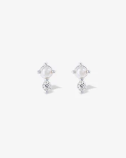 PAVOI Flat Backs|Studs-Pearl u0026 Crystal Stud Screw Back Earrings