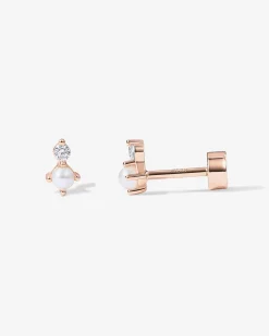 PAVOI Flat Backs|Studs-Pearl u0026 Crystal Stud Screw Back Earrings