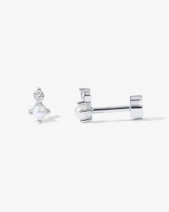 PAVOI Flat Backs|Studs-Pearl u0026 Crystal Stud Screw Back Earrings