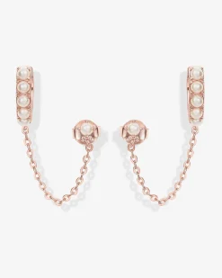 PAVOI Chain Earrings|Dangle & Threader-Pearled Chained Huggie Hoop with Stud
