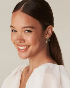 PAVOI Chain Earrings|Dangle & Threader-Pearled Chained Huggie Hoop with Stud