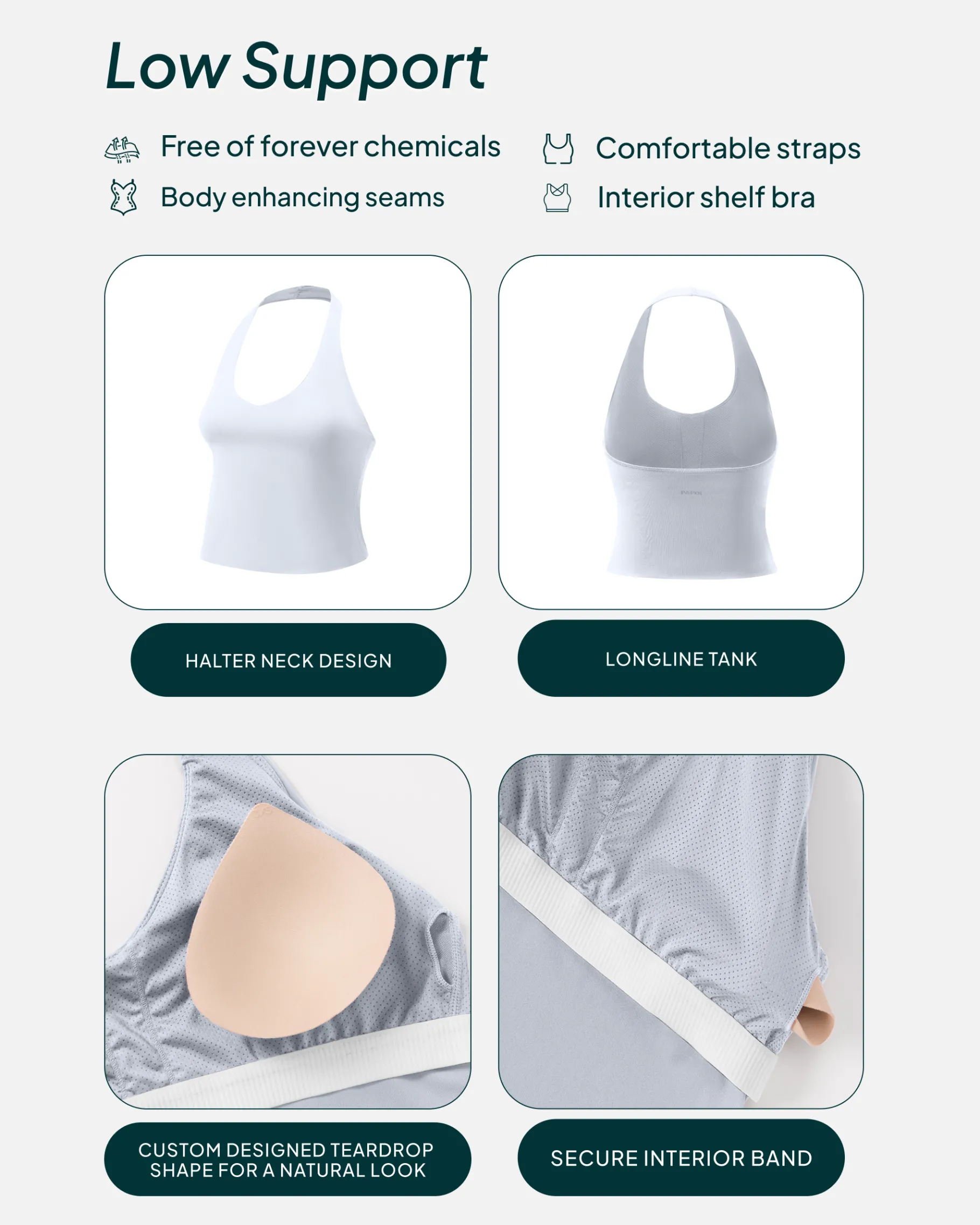 PAVOI Low Support Bras|Tanks-Performance Halter Tank