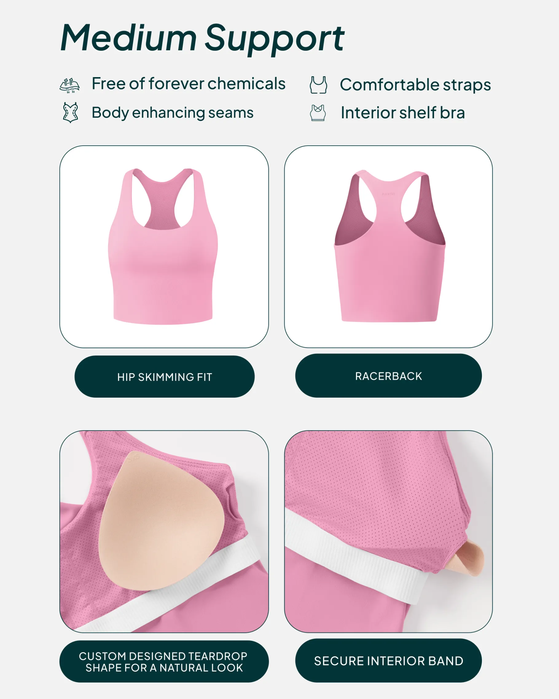 PAVOI Medium Support Bras|Tanks-Performance Medium-Support Racerback Tank Top