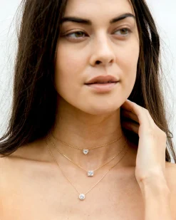 PAVOI Pendants-Princess Cut Halo Necklace