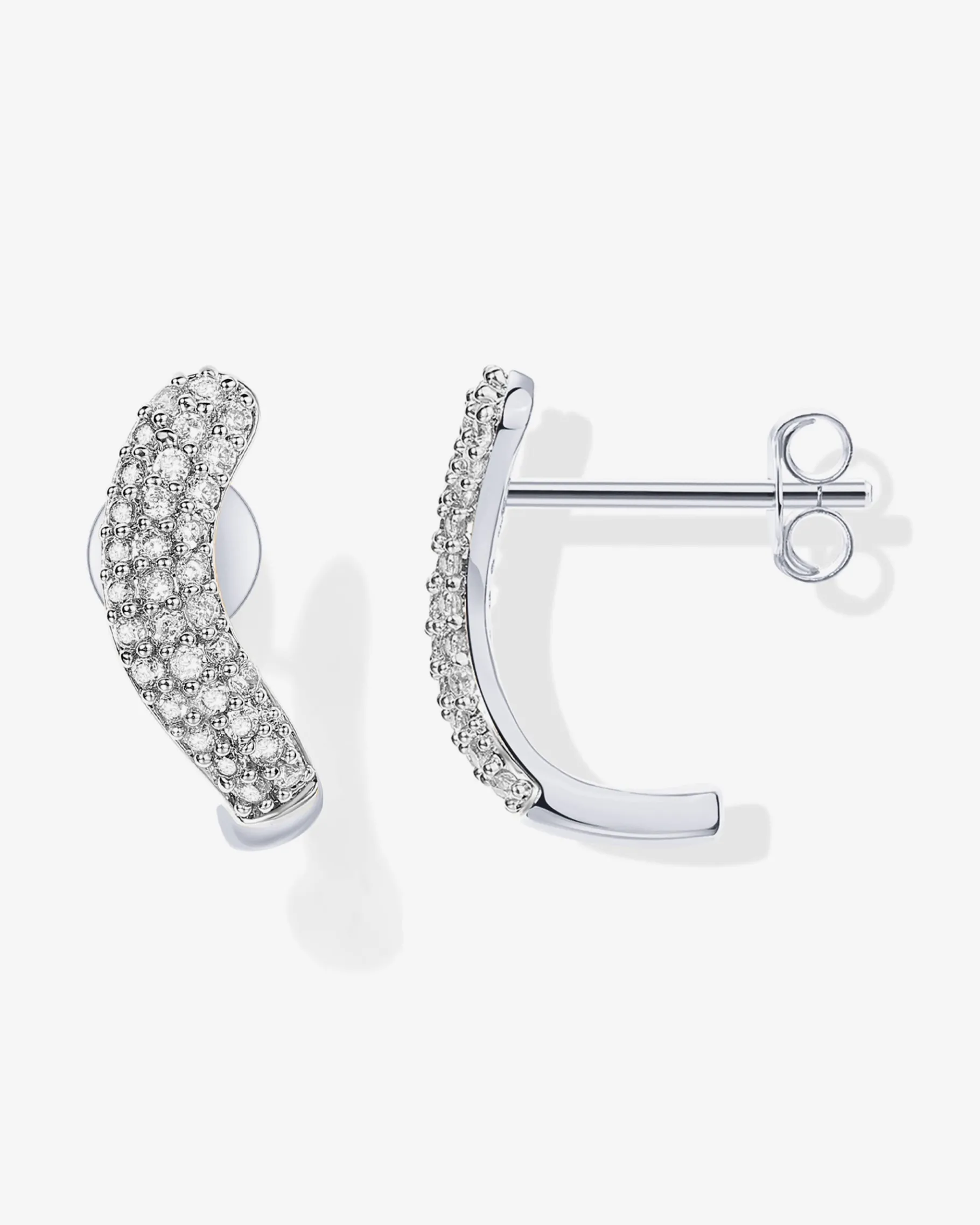 PAVOI Studs|Huggies-Rhodes Cubic Zirconia Wavy Studs