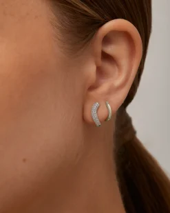 PAVOI Studs|Huggies-Rhodes Cubic Zirconia Wavy Studs