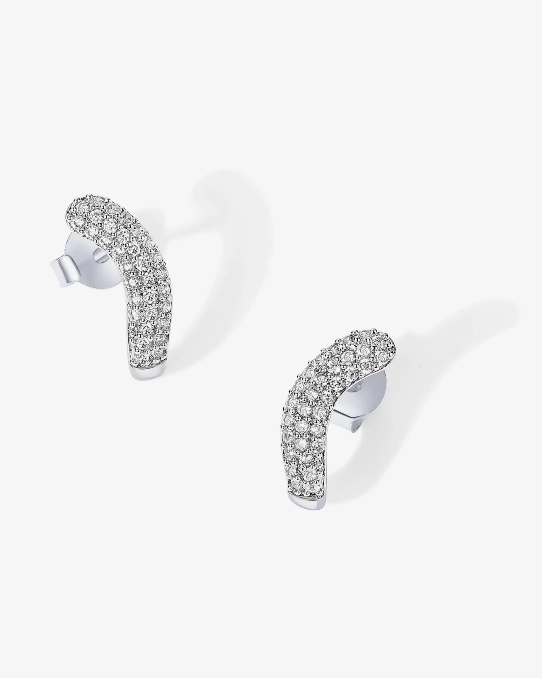 PAVOI Studs|Huggies-Rhodes Cubic Zirconia Wavy Studs