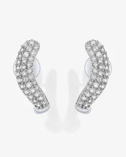 PAVOI Studs|Huggies-Rhodes Cubic Zirconia Wavy Studs