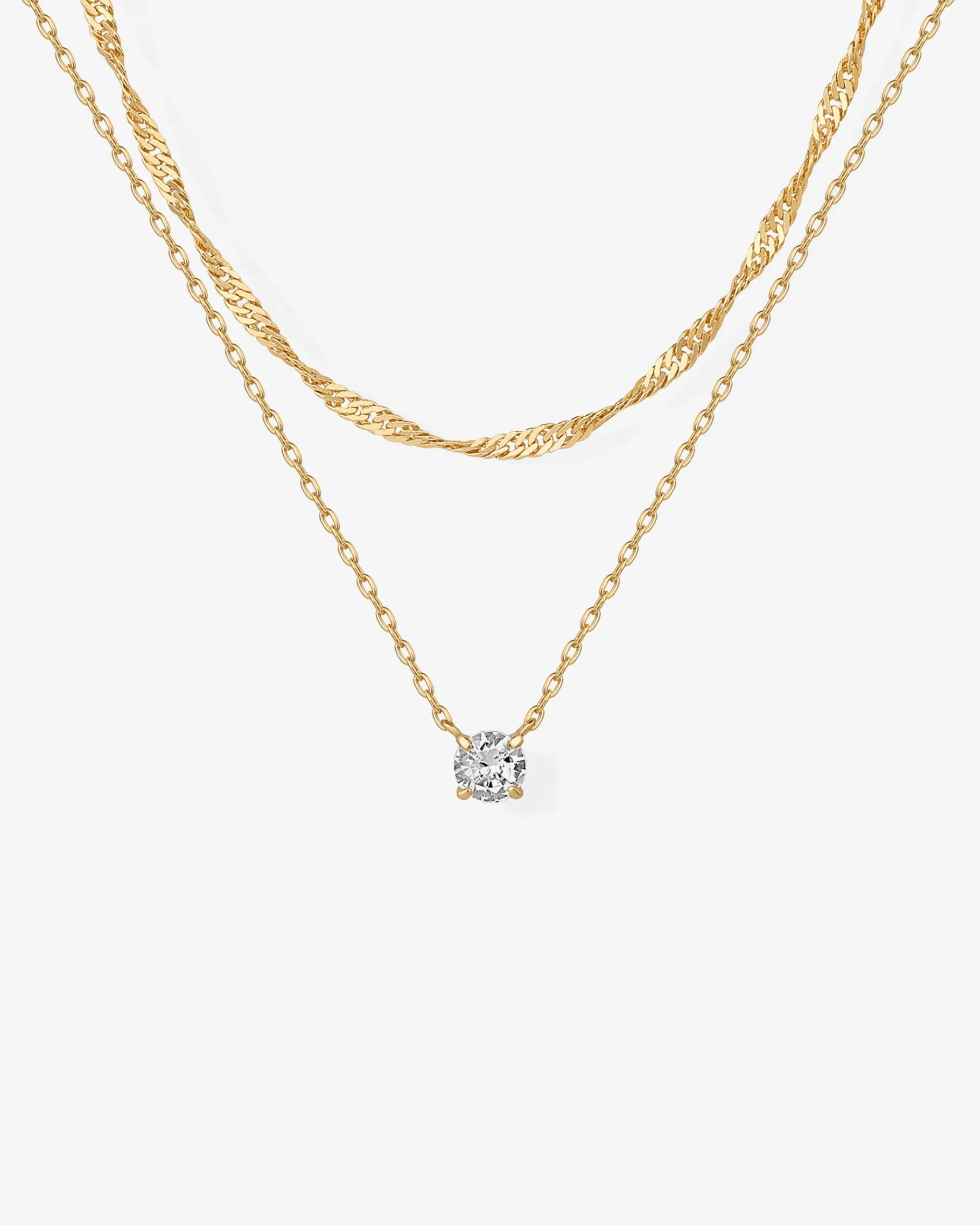 PAVOI Pendants|Layered-Round Solitaire Layered Necklace Set