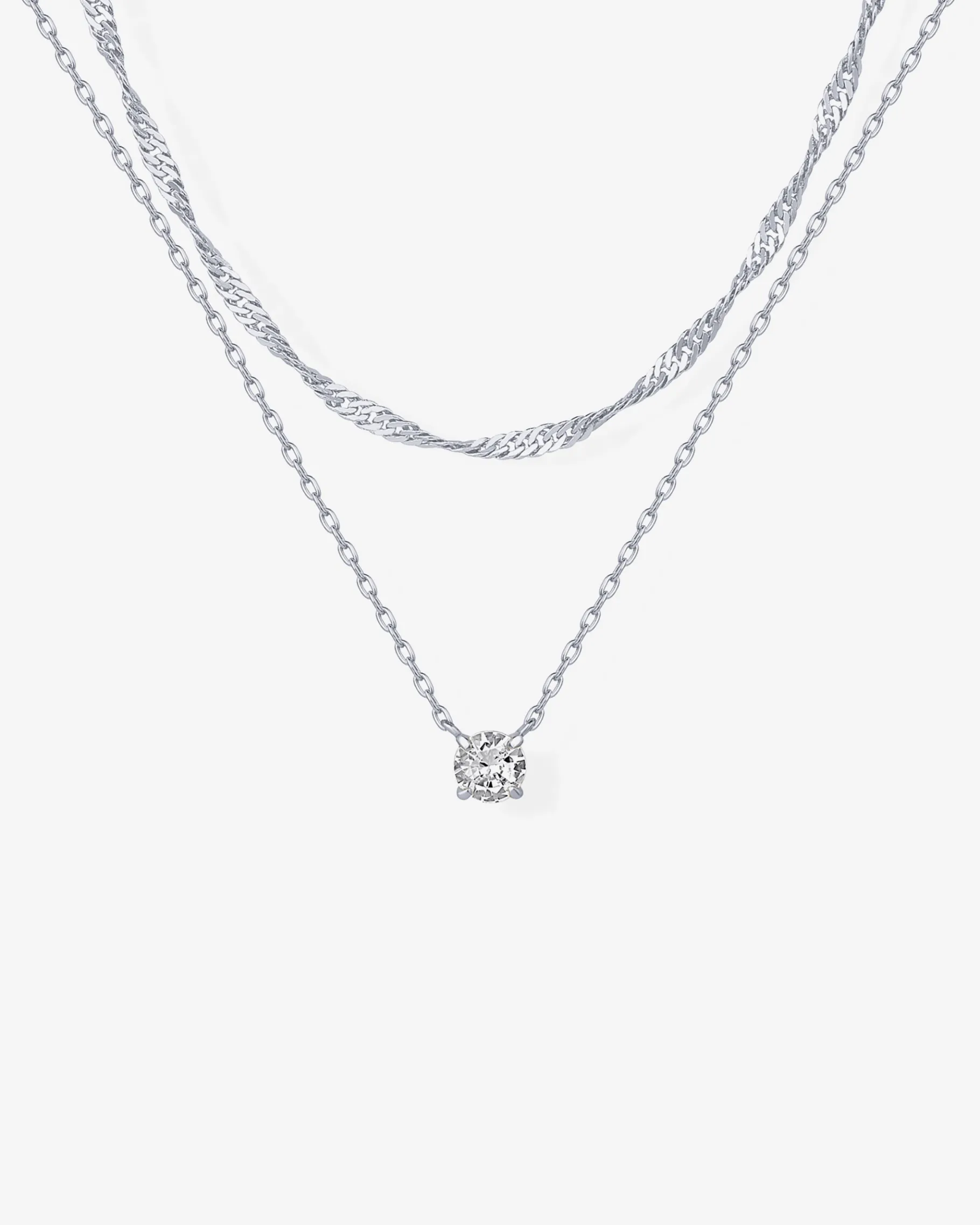 PAVOI Pendants|Layered-Round Solitaire Layered Necklace Set