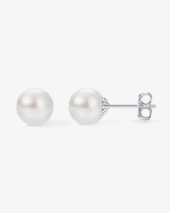 PAVOI Studs-Round White Freshwater Cultured Pearl Earrings