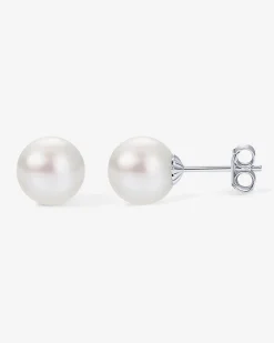 PAVOI Studs-Round White Freshwater Cultured Pearl Earrings